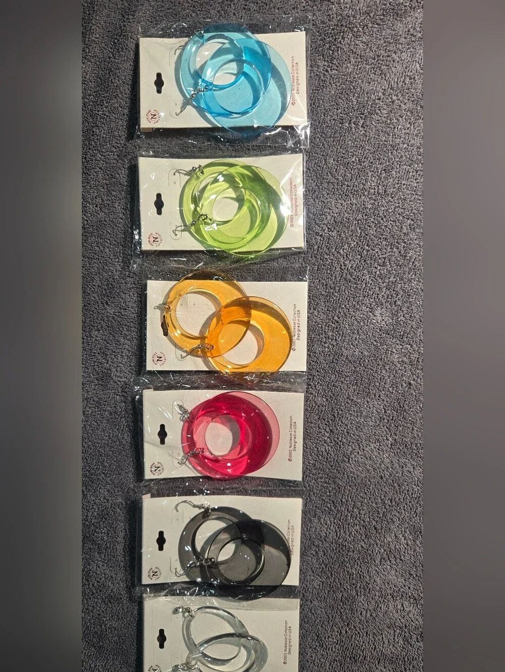 NWT Vintage 2003 Noblesse Collection Acrylic Hoop Earrings Set - 6 Pairs